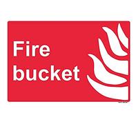1 x safety sign - fire bucket - landscape - self adhesive weather proof vinyl sticker label - 20cm x 15cm (MPN-5142)