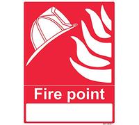 1 x safety sign - Fire point with blank - portrait - self adhesive weather proof vinyl sticker label - 15cm x 20cm (MPN-5109)