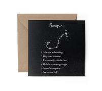 1 x Scorpio Negative Traits Greeting Card - Funny Joke Zodiac Star Sign Horoscope Astrology Constellation Birthday Gift #71495