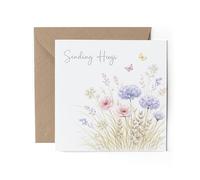 1 x Sending Hugs Greeting Card - Sympathy Condolence Wildflowers Loss Best Friend Gift #71607