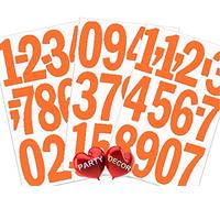 1 x Set of 30 Orange 3" Numbers - Self Adhesive Waterproof Durable Vinyl Stickers - Cut to The Sticker Shape - Size 75mm