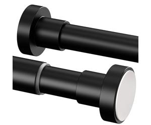 1 x Shower Curtain Rod No Drilling, Adjustable Clothes Rail No Drilling Required, Telescopic Rod for Closet, Bathroom, Balcony, Shower Curtain - 50-70cm, Ø25mm, Black