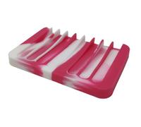 1 x Silicone Soap Dish for Bathroom, Kitchen or Shower [Hot Pink/White]