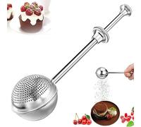 1 x Silver Stainless Steel Flour Sieve Powdered Sugar Shaker Flour and Icing Sugar Sieve Hand Sieve Cocoa Powder Shaker Duster Flour Dispenser Shaker with Spring Handle One-Hand Sieve Kitchen Sieve