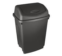 1 x Simpa® 25L 25 Litre Black Swing Bin - Heavy Duty Plastic - Home Garden Kitchen Rubbish Recycle Plastic Waste Bin Dustbin Black - Made in UK