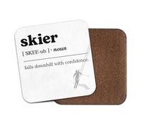 1 x Skier Square Coaster - Ski Skiing Sport Winter Dictionary Definition Funny Joke Job Hobby #83756