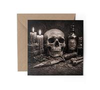 1 x Skull Dagger Macabre Greeting Card - Bones Death Mortality Black & White Photography Office Birthday Gift #71736