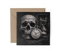 1 x Skull Time Decay Greeting Card - Bones Death Mortality Black & White Photography Office Birthday Gift #71735