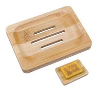1 x Soap Dish, Soap Holder, Bamboo Soap Dish with Drain, Natural Wood Bamboo Soap Dishes for Soap, Sponges, 11 x 18 cm