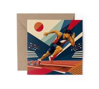 1 x Sprinting Greeting Card - Athletics Runner Sport Birthday Gift #73367