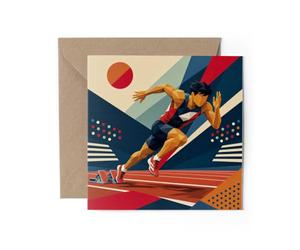 1 x Sprinting Greeting Card - Athletics Runner Sport Birthday Gift #73367
