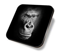 1 x Square Coaster - Black & White Gorilla Wild Animal Cork Backed MDF Glossy Tea Coffee Accessory #63024