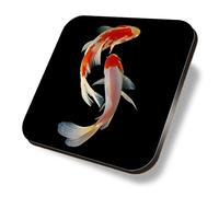 1 x Square Coaster - Koi Fish Goldfish Carp Red White Cork Backed MDF Glossy Tea Coffee Accessory #63178
