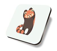1 x Square Coaster - Red Panda Animals Bear Pattern Cork Backed MDF Glossy Tea Coffee Accessory #170844