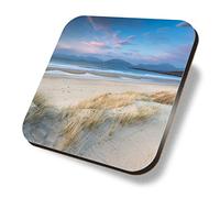 1 x Square Coaster - Sandy Luskentyre Beach Isle of Harris Cork Backed MDF Glossy Tea Coffee Accessory #51974