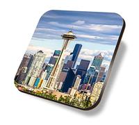 1 x Square Coaster - Seattle Washington USA Skyline City Cork Backed MDF Glossy Tea Coffee Accessory #52012
