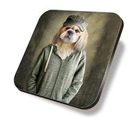 1 x Square Coaster - Shih Tzu Hoody Dog Hipster Funny Cork Backed MDF Glossy Tea Coffee Accessory #63260
