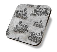 1 x Square Coaster - Vintage Train Retro Pattern Cork Backed MDF Glossy Tea Coffee Accessory #170913