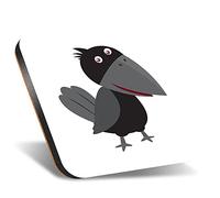 1 x Square Jumbo Size Coaster 12cm Crow Raven Blackbird Bird Car Animals Cork Backed MDF Glossy Tea Coffee Accessory #57477