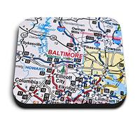 1 x Square MDF Fridge Magnet - Baltimore Maryland America USA Travel Map 44211