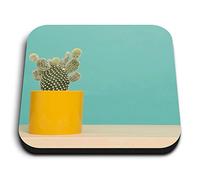 1 x Square MDF Fridge Magnet - Cactus Plant Plant Pot Design 21303