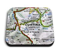 1 x Square MDF Fridge Magnet - Cortina d'Ampezzo Italy Italian Travel Map 44729