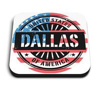 1 x Square MDF Fridge Magnet - Dallas USA American Flag Stamp 6052