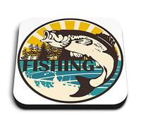1 x Square MDF Fridge Magnet - Fishing Fish Trout Carp 9541