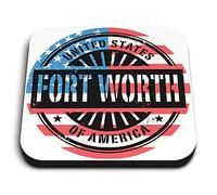 1 x Square MDF Fridge Magnet - Fort Worth USA American Flag Stamp 6056