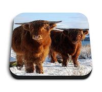 1 x Square MDF Fridge Magnet - Highland Cow Pair Scotland UK 45331