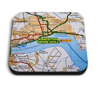 1 x Square MDF Fridge Magnet - Kingston Upon Hull Yorkshire Travel UK Map 45474