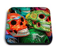 1 x Square MDF Fridge Magnet - Mexican Sugar Skulls Day of the Dead 21872