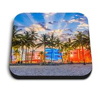 1 x Square MDF Fridge Magnet - Miami Beach Florida America 3464