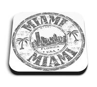 1 x Square MDF Fridge Magnet - Miami Florida USA America 40359