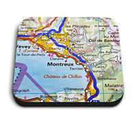 1 x Square MDF Fridge Magnet - Montreux Switzerland Resort Town Map 45778