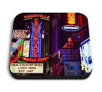 1 x Square MDF Fridge Magnet - Nashville Country Music Neon Signs 45832