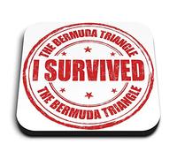 1 x Square MDF Fridge Magnet - ny I Survived The Bermuda Triangle 5234