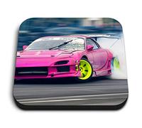 1 x Square MDF Fridge Magnet - Pink Drift Racing Car 16531