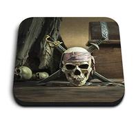 1 x Square MDF Fridge Magnet - Pirate Ship Skull Jolly Roger 14528