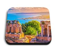 1 x Square MDF Fridge Magnet - Taormina Theater at Sunset Sicily Italy 16828