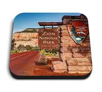 1 x Square MDF Fridge Magnet - Zion National Park Sign Utah America USA 24469