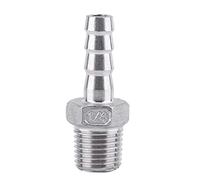 1 x SS304 Stainless Steel Barbed Hose Connector with Thread Adaptor DFE Tail Pipe 1/8~3/4