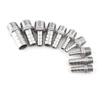 1 x SS304 Stainless Steel Barbed Hose Connector with Thread Adaptor DFE Tail Pipe 1/8~3/4