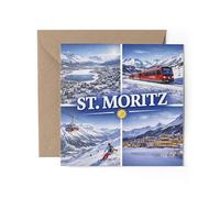 1 x St Moritz Switzerland Greeting Card - Ski Resort Skiing Snowboard Gift #71790