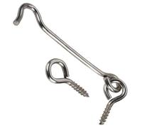 1 x Steel Cabin Hook and Hook and Eye Latch, 12 cm Long, Shed Door Latch Heavy Duty, Gate Latch for Wooden Gates, Window Brace Gate Door Catch Silent Holder (Silver)