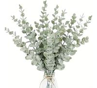1 x Stem Realistic Artificial Eucalyptus Stem - Lifelike Faux Eucalyptus Leaf Branches Flower Arrangements Weddings Halloween Autumn Home Office Decor
