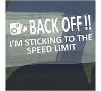 1 x Sticker Back Off I'm Sticking to the Speed Limit Car Sign Van Truck Caravan Motorhome Lorry Taxi Automobile Self Adhesive Window 200x87mm White on Clear C60