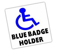 1 x Sticker Blue Badge Holder Disabled Sign Car Disability Wheelchair Mobility Notice Awareness Scooter Aid Label Handicapped Logo 100mm D54 (Inside Window to Face Outwards *Not for Tinted Windows*)