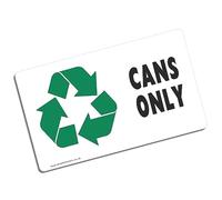 1 x Sticker Cans Only Recycling Bin Environment Recycle Logo Sign Waste Hygiene Office Shop Kitchen Business School Home Warehouse Notice Label 125x75mm Landscape CO1