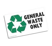 1 x Sticker General Waste Only Recycling Bin Environment Recycle Logo Sign Waste Hygiene Notice Label 126x75mm Landscape GW1